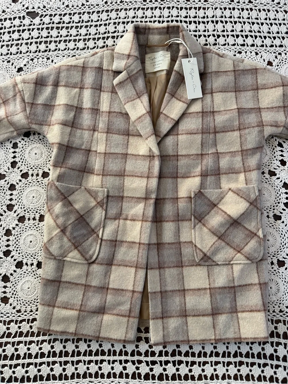 NWT Rylee & Cru Rustic Plaid Longline Coat Girls 2-3Y